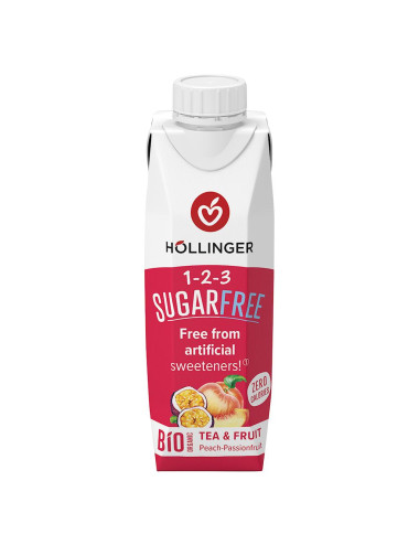 NAPÓJ O SMAKU BRZOSKWINIA - MARAKUJA BEZ CUKRU BIO 300 ml - HOLLINGER